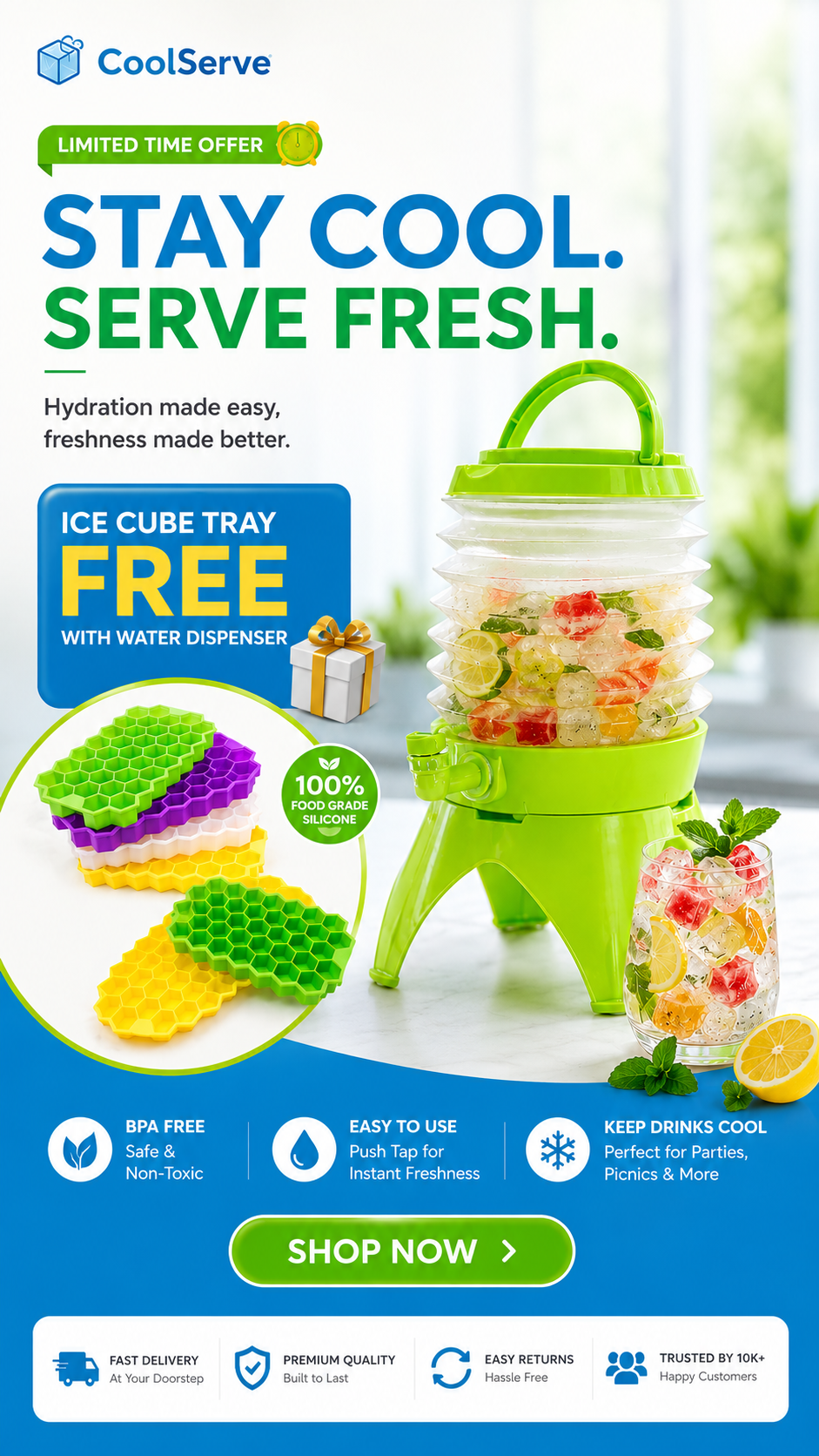 GLIVE (LABEL) 5.5 Litter Collapsible Water Drinks Container Water Dispenser with Tap